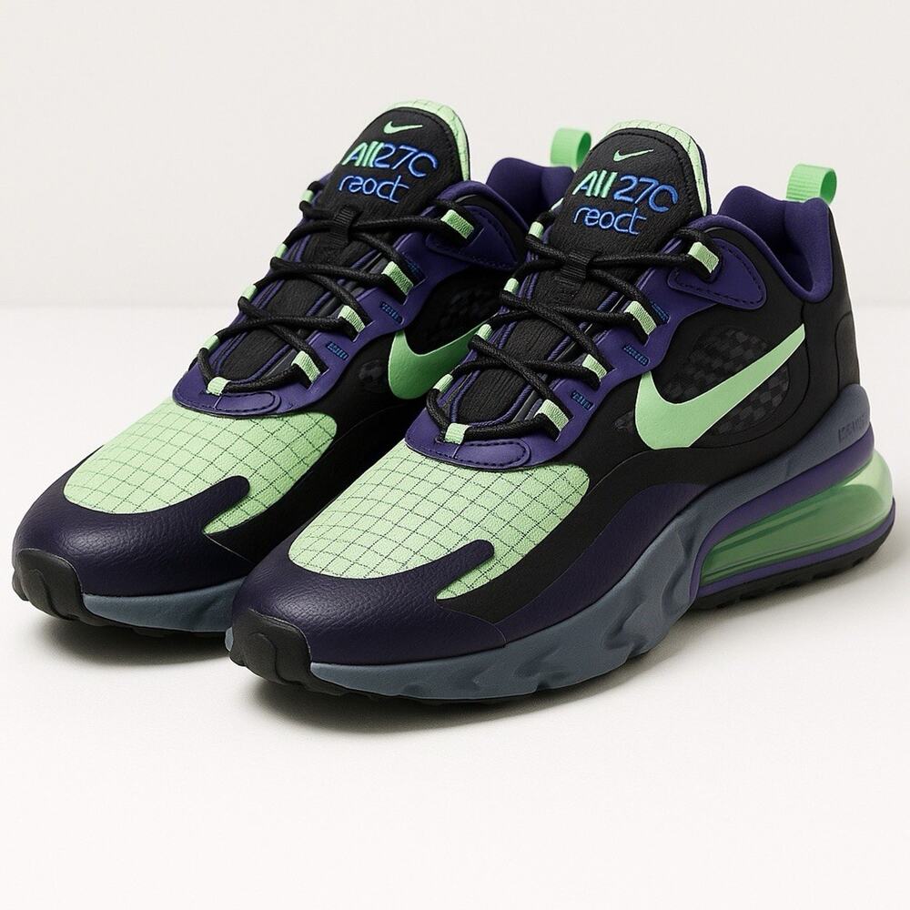 Nike Air Max 270 React CT1617-001 Black Green Purple Size 13